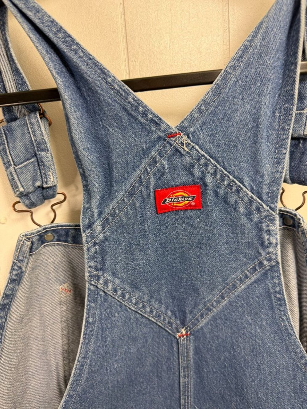 Dickies Bib Overalls Mens 40X27 Distressed Workwear Carpenter Utility Dungaree - Picture 13 of 14